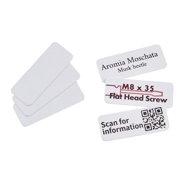 e-mark COLOP e-mark Digital Marking Device PVC Adhesive Sign, 45mm x 18mm (1.8in x .71in), White, 50 Signs/Pack (039222)