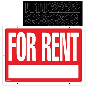 Cosco Sign and Stake Kit, FOR RENT, 2-Sided, 6" x 17", Red (098073)