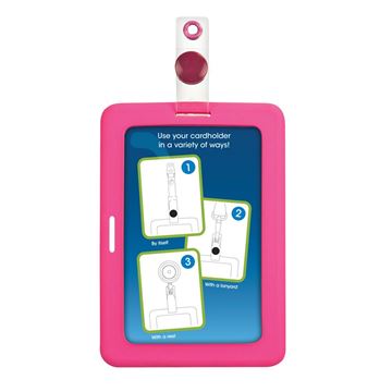 COSCO MyID Badge Holder for Key Cards and ID Cards, for Work, Office, and Security, Rubberized Pink (075016)