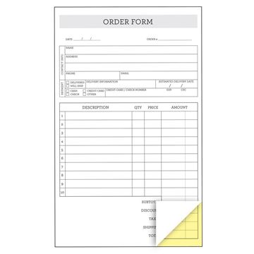 Cosco® Order Form Book, Script, 8 1/2" x 5", 2-Part Carbonless 50 sets (074000)