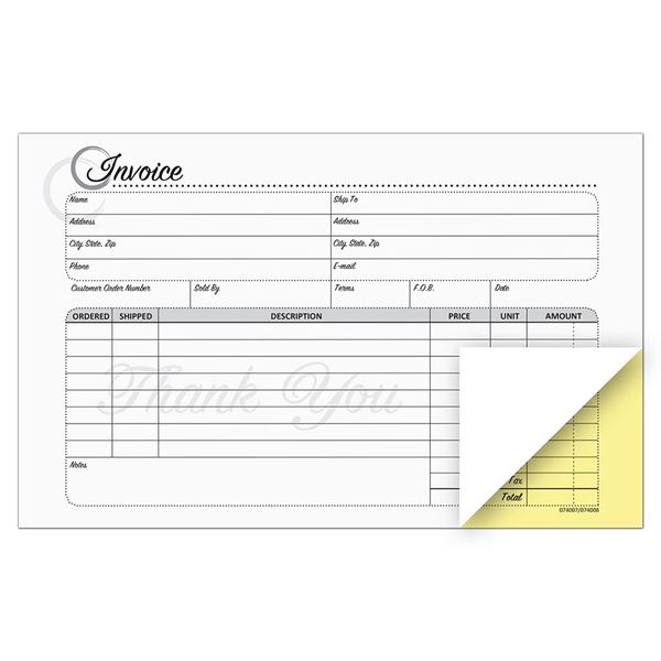 Cosco® Service Invoice Form Book with Slip, Artistic, 5 3/8" x 8 1/2+, 2-Part Carbonless, 50 sets (074007)