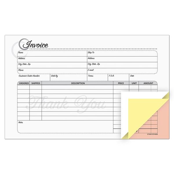 Cosco® Service Invoice Form Book with Slip, Artistic, 5 3/8" x 8 1/2", 3-Part, 50 sets (074008)