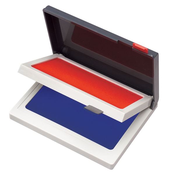 2000 PLUS® Stamp Pad, Two Color, 2-1/4" x 4", Red/Blue (090429)