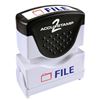 CoscoProducts ACCU-STAMP2 Message Stamp with Shutter, 2-Color, FILE, 1-5/8" x 1/2" Impression, Pre-Ink, Blue and Red Ink (035534)