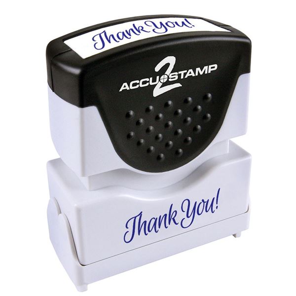 ACCUSTAMP Message Stamp with Shutter, 1-Color, Thank You, 1-5/8" x 1/2" Impression, Pre-Ink, Blue Ink (035630)