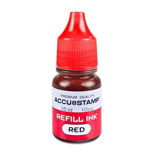 ACCUSTAMP Ink Refill for Pre-Ink Stamps, Premium Ink for Pre-Inked Stamps and Gel Stamp Pads, Red (090683)