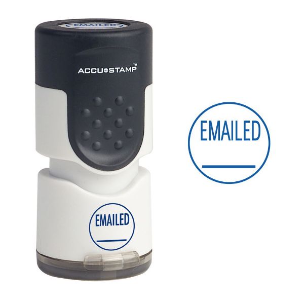 Accustamp Message Round Pre-Inked Message Stamp, E-MAILED, 5/8" Diameter Impression, Blue Ink (035655)