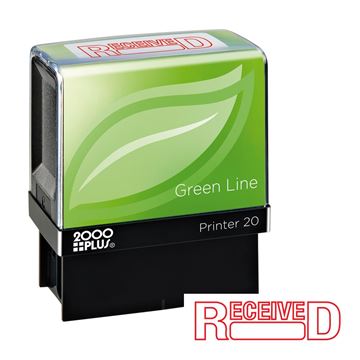 2000 PLUS Green Line Self-Inking Message Stamp, RECEIVED, 80% Recycled, 1 1/2" x 9/16" Impression, Red Ink (098372)