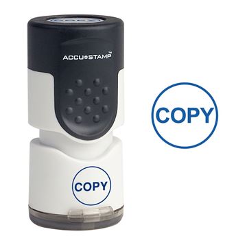 Accustamp Message Round Pre-Inked Message Stamp, COPY, 5/8" Diameter Impression, Blue Ink (035653)