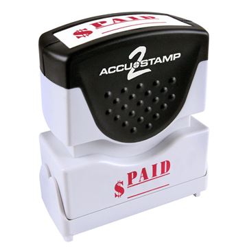 AccuStamp 2 Message Stamp with Shutter, 1-Color, PAID, 1-5/8" x 1/2" Impression, Pre-Ink, Red Ink (035578)