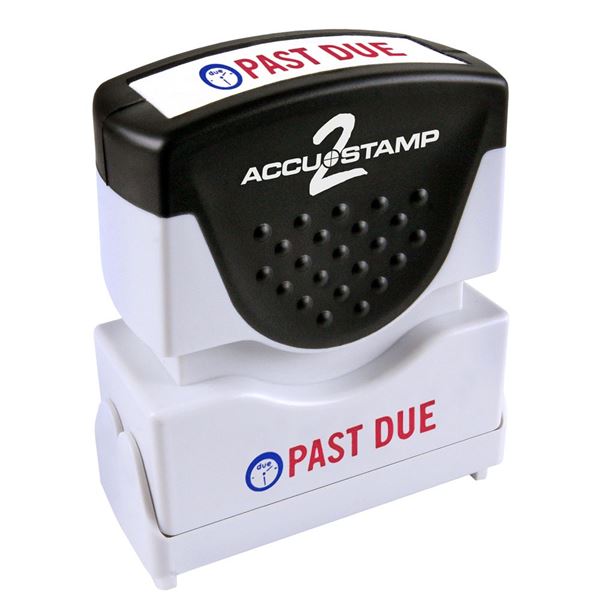 AccuStamp 2 Message Stamp with Shutter, 2-Color, PAST DUE, 1-5/8" x 1/2" Impression, Pre-Ink, Red and Blue Ink (035543)