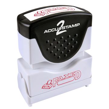 AccuStamp 2 Message Stamp with Shutter, 1-Color, FAXED, 1-5/8" x 1/2" Impression, Pre-Ink, Red Ink (035583)