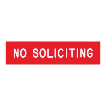 Cosco Sign, Red Engraved, No Solicitors, 2 x 8 Inches (098001)