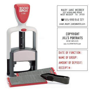 Cosco 2000 Plus® Custom Stamp Print Kit, 7-Lines, 1-3/4" x 1-1/4" Impression Area, Two-Color, Black and Red (026286)