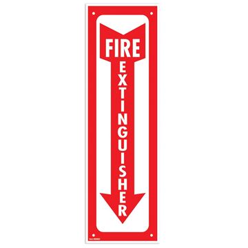 Cosco Sign, Glow In Dark, FIRE EXTINGUISHER, 4" x 13", Red and White (098063)