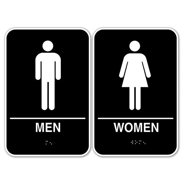 Cosco ADA Sign MEN and WOMEN Restroom Signs, 6" x 9", 2 pack (098095)