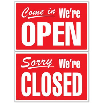 COSCO Open/Closed Sign, Double Sided Plastic Sign, for Businesses, Red and White (098012)