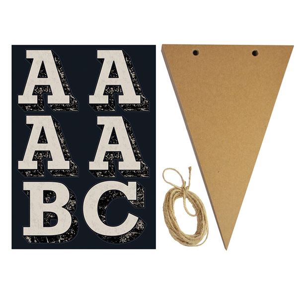 Cosco Chipboard Pennant Banner Kit, 18 Flags, Adhesive Letters, 8 feet Twine (098425)