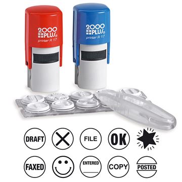 2000 PLUS Stamp Kit, Self-Inking and Pre-Inking, 10 Office Themed Messages, for Business and Office Use, Red and Blue Ink (030459)