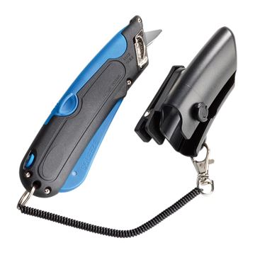 Cosco Box Cutter Knife with Shielded Blade Storage Compartment, Self-Retracting Cutter with Belt Holster (091524)