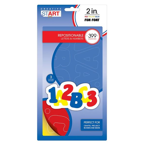 Creative Start Repositionable Adhesive Sign Letter, Primary Red, Yellow and Blue (098255)