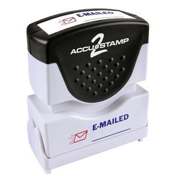 AccuStamp 2 Message Stamp with Shutter, 2-Color, EMAILED, 1-5/8" x 1/2" Impression, Pre-Ink, Blue and Red Ink (035541)