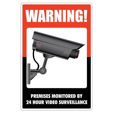 Surveillance Warning Sign, UV Protected Durable Plastic, 8 x 12 inches (098381)