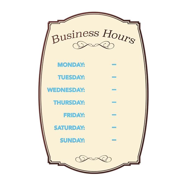 Cosco Business Hours Boutique Sign Static Cling Numbers Included 8 x 12 inches (098392)