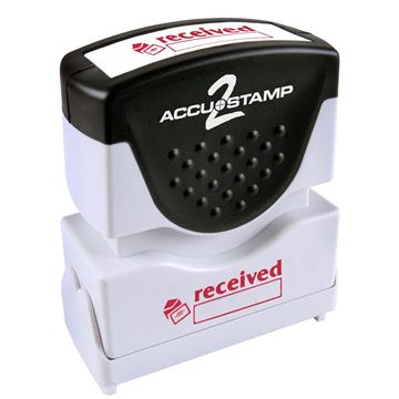 AccuStamp 2 Message Stamp with Shutter, 1-Color, RECEIVED, 1-5/8" x 1/2" Impression, Pre-Ink, Red Ink (035570)