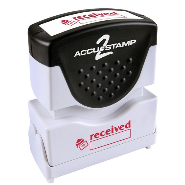 AccuStamp 2 Message Stamp with Shutter, 1-Color, RECEIVED, 1-5/8" x 1/2" Impression, Pre-Ink, Red Ink (035570)