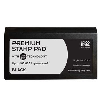 2000 PLUS Stamp Pad, Premium Gel Stamp Pad for Black Ink, Size Number 2, Long Lasting 6.25 by 3.5” (030256)