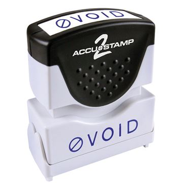 AccuStamp 2 Message Stamp with Shutter, 1-Color, VOID, 1-5/8" x 1/2" Impression, Pre-Ink, Blue Ink (035584)