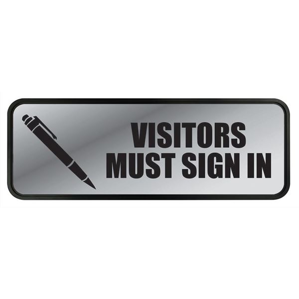 Cosco Metallic Sign, VISITORS MUST SIGN IN, 6" x 9" (098212)