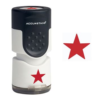 AccuStamp 2 Round Pre-ink Stamp, Star Symbol, 5/8" diameter Impression, Red Ink (030726)