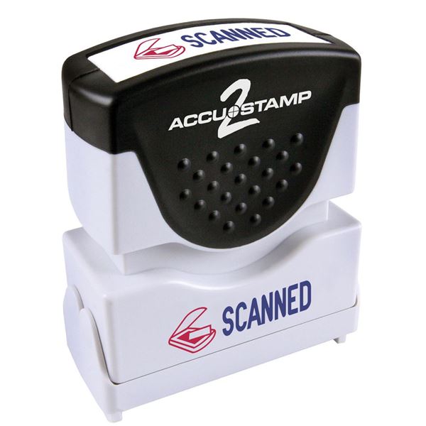 Accu-Stamp Pre-Ink Message Stamp, "Scanned", Blue/Red