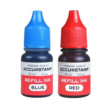 AccuStamp Ink Refill for Pre-Ink Stamps, Blue and Red, Pack of 2, .35oz/each (032958)