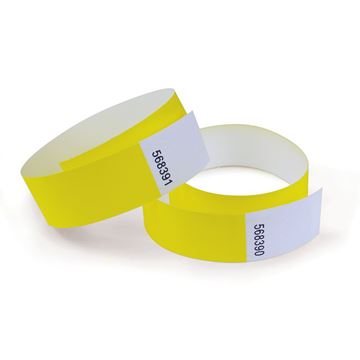 COSCO Security Wrist Bands, Single Use, Sequential Numbering, Yellow, 100 count (098734)