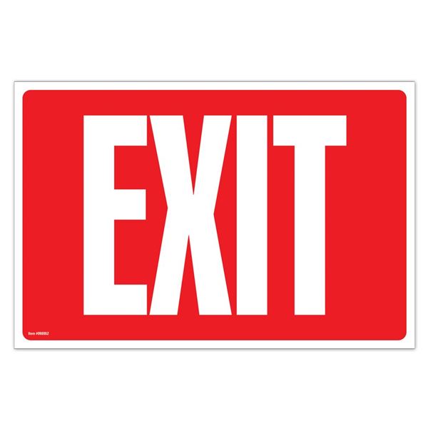 Cosco Glow in Dark Sign, EXIT, 8" x 12" (098052), red