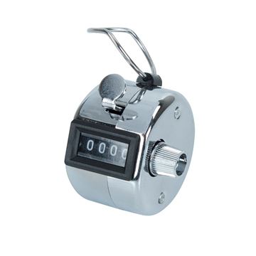 COSCO Metal Handheld Tally Counter, 4-Digit Number Count, Pitch Counter for Coaching, School, Office, Silver (065118)