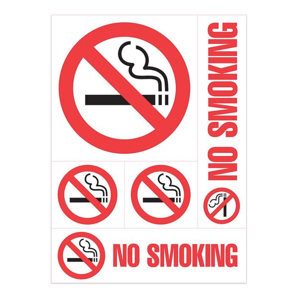 Cosco NO SMOKING Decal, 8" x 12" sheet of 5 decals (098267)