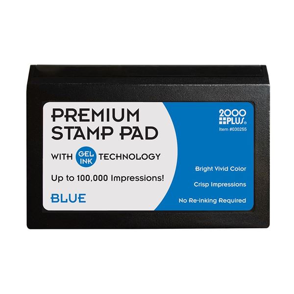 2000 PLUS Stamp Pad, Premium Gel Stamp Pad for Blue Ink, Size Number 1, Long Lasting 2.75” by 4.25” (030255)