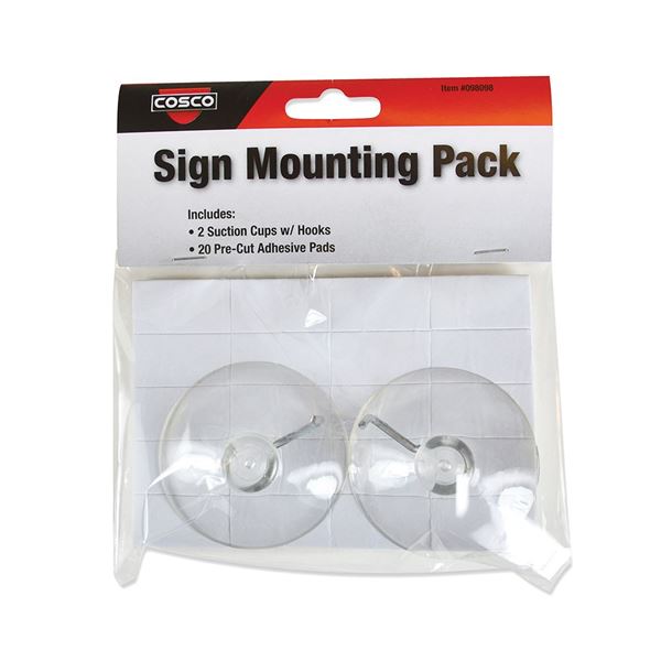 Cosco Sign Accessory Kit, 2 Suction Cups and 20 Adhesive Pads (098098)