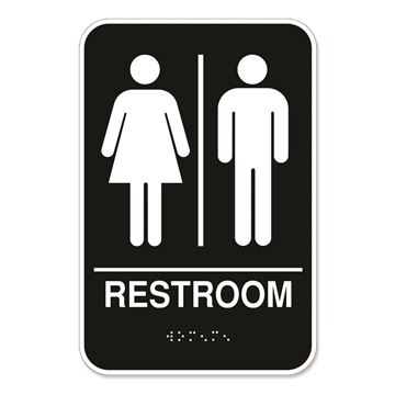 Cosco ADA Sign, MENS/WOMEN Combo, 6" x 9", Black (098096)