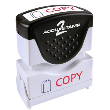 ACCU-STAMP2 COPY Message Stamp, Two-Color Pre-Ink Self-Inking Stamp with Shutter for Business, Retail and Personal Use, Red and Blue Ink (035532)