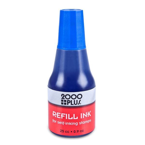 2000 PLUS Refill Ink for Self-Inking Stamps, 25cc (0.9 oz) Squeeze Bottle, Blue - COS032961