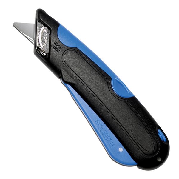 CoscoProducts COSCO 091508 Easycut Cutter Knife w/Self-Retracting Safety-Tipped Blade, Black/Blue