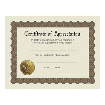 Great Papers! Certificate of Appreciation, Pre-Printed, Gold Foil, Embossed, 8.5" x 11", 6 Count (930000)