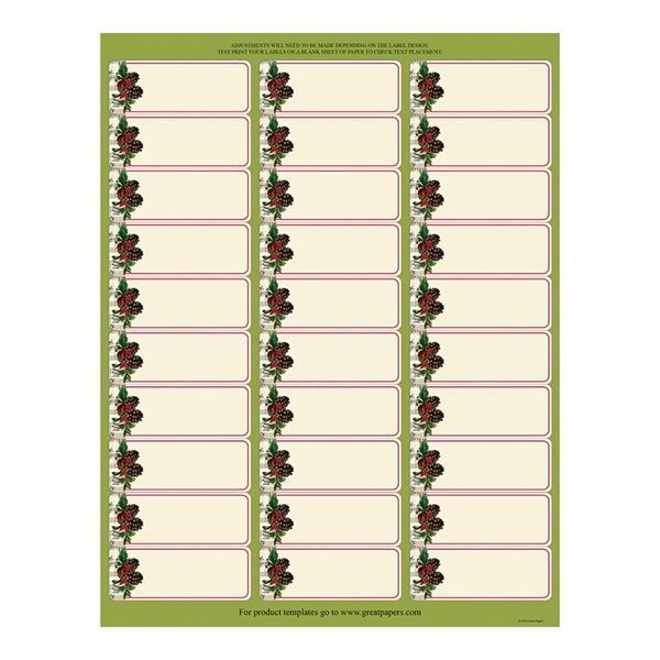 Great Papers! Pinecone Garland 30-Up Address Label, 5 sheets/150 labels, 1"x2.625" (2014068)