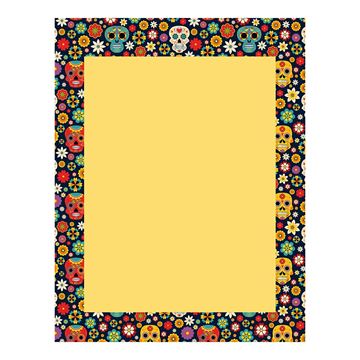 Great Papers! Marigold & Sugar Skulls Letterhead, for Invitations, Announcements and Personal Messages, Printer Friendly 8.5" x 11", 50 Pack (2023037)