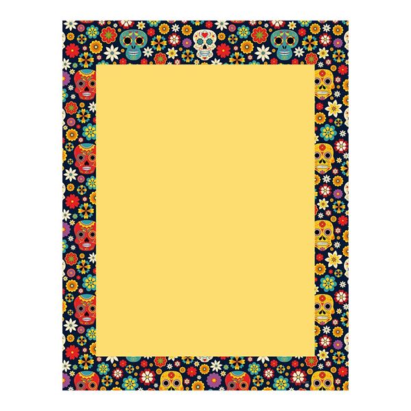 Great Papers! Marigold & Sugar Skulls Letterhead, for Invitations, Announcements and Personal Messages, Printer Friendly 8.5" x 11", 50 Pack (2023037)